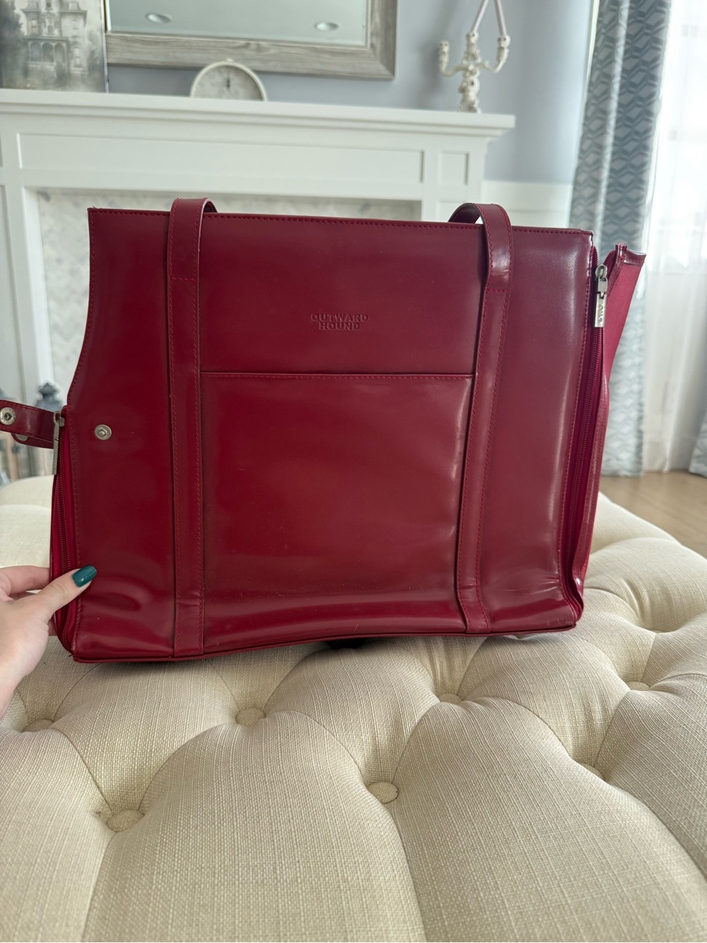 Outward Hound Deep Red Glossy Tote Bag